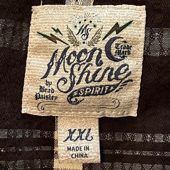 Moon Shine Spirit by Brad Paisley Mens Dark Brown/White Plaid Shirt Size XXL - Picture 9 of 11